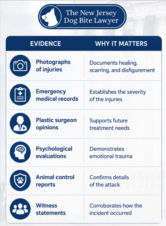 Facial dog bite evidence graphic